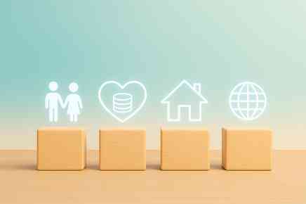 Icons zu Personen, Herz, Haus und Globus